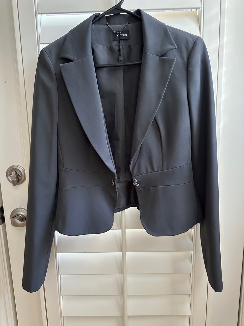 Motivi Charcoal Gray Tailored Cropped Blazer